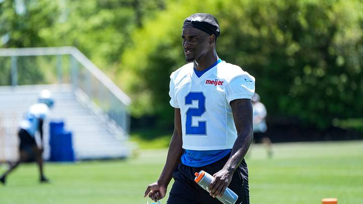 Detroit Lions cornerback Ennis Rakestraw Jr. (2) walks off the field after practice during OTAs at Meijer Performance Center in Allen Park on Friday, May 29, 2026.