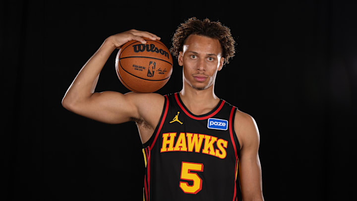 Sep 29, 2025; Atlanta, GA, USA; Mandatory Credit: Atlanta Hawks guard Dyson Daniels (5) poses for a photo during Media Day. Dale Zanine-Imagn Images Sep 29, 2025; Atlanta, GA, USA; Mandatory Credit: Atlanta Hawks guard Dyson Daniels (5) poses for a photo during Media Day. Dale Zanine-Imagn Images