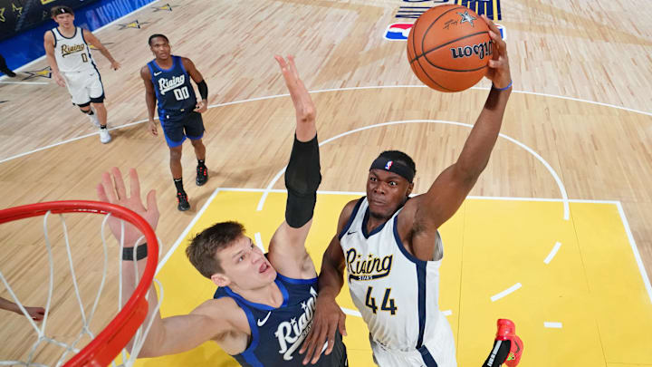 Feb 16, 2024; Indianapolis, Indiana, USA; Team Detlef center Oscar Tshiebwe (44) of the Indiana Mad