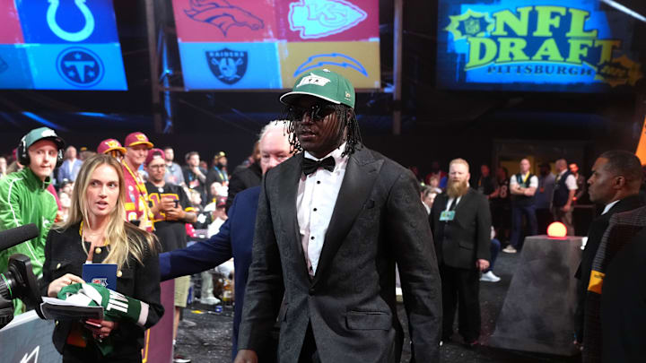 Apr 23, 2026; Pittsburgh, PA, USA; Texas Tech Red Raiders linebacker David Bailey is selected by the New York Jets as the number two pick during the 2026 NFL Draft at Acrisure Stadium. Mandatory Credit: Kirby Lee-Imagn Images