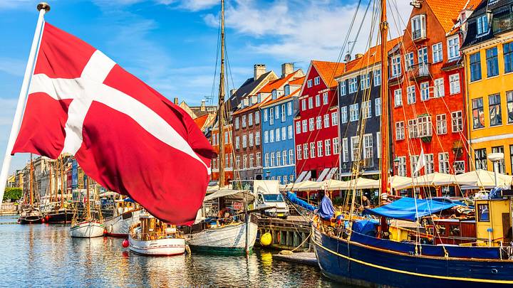 Nyhavn in Copenhagen, Denmark. Denmark leads all nations with 45.3% of its GDP coming from taxes. Nyhavn in Copenhagen, Denmark. Denmark leads all nations with 45.3% of its GDP coming from taxes.