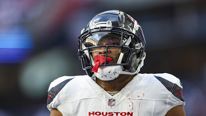 Sep 15, 2024; Houston, Texas, USA; Houston Texans wide receiver Robert Woods (2) before the game against the Chicago Bears at NRG Stadium. Mandatory Credit: Troy Taormina-Imagn Images