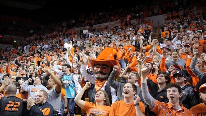 Oklahom State fans cheer before a men's college basketball game between the Oklahoma State University Cowboys and the Kansas Jayhawks at Gallagher-Iba Arena in Stillwater, Okla., Tuesday, Feb. 14, 2023.
Osu Vs Kansas Basketball Oklahom State fans cheer before a men's college basketball game between the Oklahoma State University Cowboys and the Kansas Jayhawks at Gallagher-Iba Arena in Stillwater, Okla., Tuesday, Feb. 14, 2023.
Osu Vs Kansas Basketball