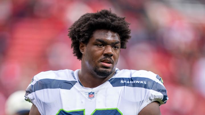 September 18, 2022; Santa Clara, California, USA; Seattle Seahawks guard Phil Haynes (60) after the game against the San Francisco 49ers at Levi's Stadium. Mandatory Credit: Kyle Terada-USA TODAY Sports September 18, 2022; Santa Clara, California, USA; Seattle Seahawks guard Phil Haynes (60) after the game against the San Francisco 49ers at Levi's Stadium. Mandatory Credit: Kyle Terada-USA TODAY Sports