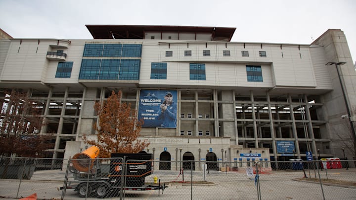 The press box and seating looking from the west show the current state of David Booth Kansas Memorial Stadium Thursday. The press box and seating looking from the west show the current state of David Booth Kansas Memorial Stadium Thursday.