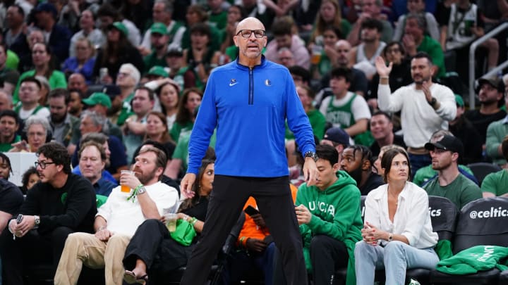 Jun 6, 2024; Boston, Massachusetts, USA; Dallas Mavericks head coach Jason Kidd looks on in the third quarter against the Boston Celtics 
