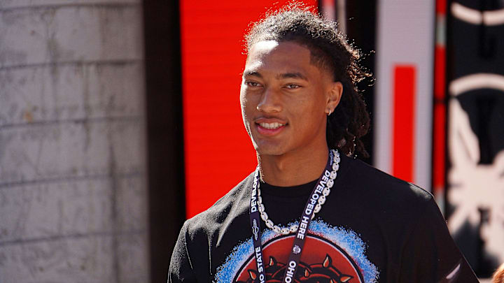 Chris Henry Jr., Mater Dei wide receiver, soaks up the atmosphere of the game between the Ohio State Buckeyes and Texas Longhorns at Ohio Stadium on Aug. 30, 2025.