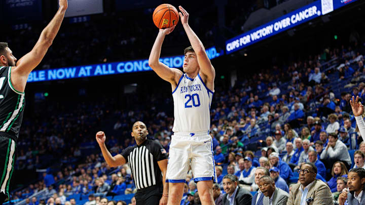Nov 24, 2023; Lexington, Kentucky, USA; Kentucky Wildcats guard Joey Hart (20) makes a basket during