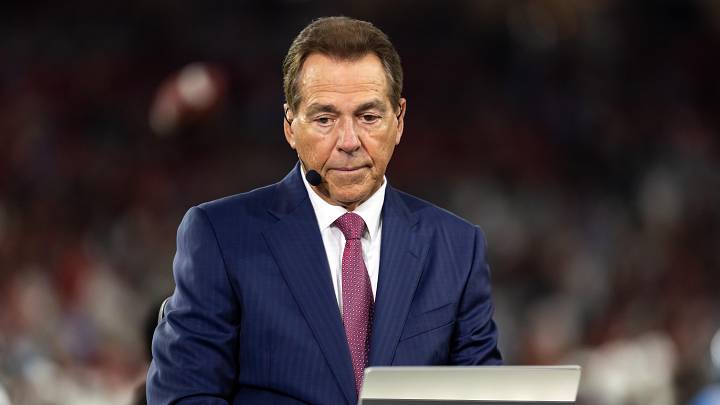 ESPN personality Nick Saban during 2026 Fiesta Bowl and semifinal game of the College Football Playoff/