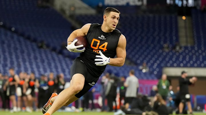 Former TCU wideout Jack Bech during the 2025 NFL Combine at Lucas Oil Stadium. 