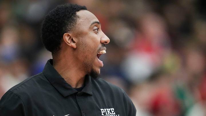 Pike Red Devils head coach Jeff Teague yells at his team Thursday, Jan. 8, 2026, during a game between the Fishers Tigers and the Pike Red Devils at Fishers High School. Pike Red Devils head coach Jeff Teague yells at his team Thursday, Jan. 8, 2026, during a game between the Fishers Tigers and the Pike Red Devils at Fishers High School.