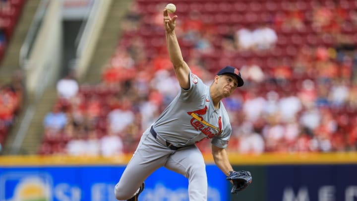 May 29, 2024; Cincinnati, Ohio, USA; St. Louis Cardinals relief pitcher Ryan Helsley (56) pitches against the Cincinnati Reds in the ninth inning at Great American Ball Park. Mandatory Credit: Katie Stratman-USA TODAY Sports May 29, 2024; Cincinnati, Ohio, USA; St. Louis Cardinals relief pitcher Ryan Helsley (56) pitches against the Cincinnati Reds in the ninth inning at Great American Ball Park. Mandatory Credit: Katie Stratman-USA TODAY Sports