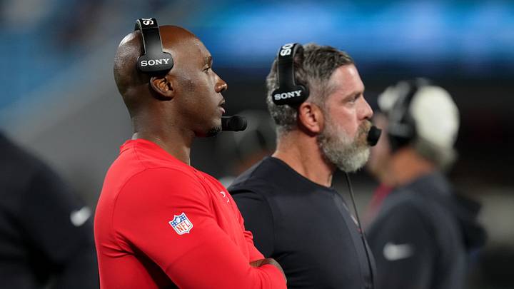 Aug 28, 2026; Charlotte, North Carolina, USA;  Houston Texans head coach DeMeco Ryans  looks on from the sideline during the second half against the Carolina Panthers at Bank of America Stadium.  Mandatory Credit: Jim Dedmon-Imagn Images