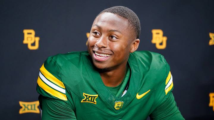 Jul 7, 2026; Frisco, TX, USA; Baylor quarterback DJ Lagway takes questions from reporters during Big 12 Conference Football Media Days at The Star. Mandatory Credit: Raymond Carlin III-Imagn Images Jul 7, 2026; Frisco, TX, USA; Baylor quarterback DJ Lagway takes questions from reporters during Big 12 Conference Football Media Days at The Star. Mandatory Credit: Raymond Carlin III-Imagn Images