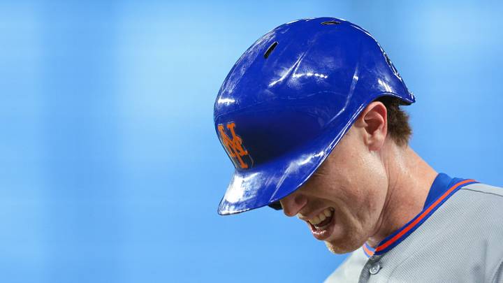 Sep 9, 2026; Miami, Florida, USA; New York Mets third baseman Brett Baty (7) exits the game after an apparent injury against the Miami Marlins during the second inning at loanDepot Park. Mandatory Credit: Sam Navarro-Imagn Images Sep 9, 2026; Miami, Florida, USA; New York Mets third baseman Brett Baty (7) exits the game after an apparent injury against the Miami Marlins during the second inning at loanDepot Park. Mandatory Credit: Sam Navarro-Imagn Images