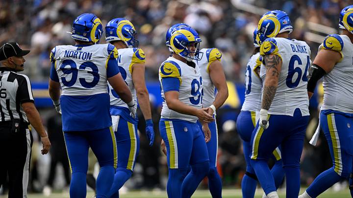 Aug 22, 2026; Inglewood, California, USA; Los Angeles Rams place kicker Harrison Nevis (92) celebrates after kicking a field goal during the third quarter against the New Orleans Saints at SoFi Stadium. Mandatory Credit: Griffin Hooper-Imagn Images Aug 22, 2026; Inglewood, California, USA; Los Angeles Rams place kicker Harrison Nevis (92) celebrates after kicking a field goal during the third quarter against the New Orleans Saints at SoFi Stadium. Mandatory Credit: Griffin Hooper-Imagn Images