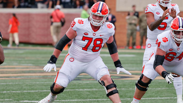 Sep 24, 2022; Winston-Salem, North Carolina, USA;  Clemson Tigers offensive lineman Blake Miller