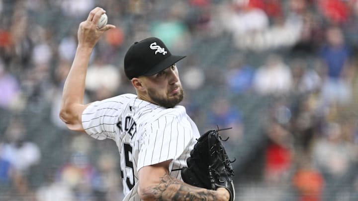Jun 7, 2024; Chicago, Illinois, USA; Chicago White Sox pitcher Garrett Crochet (45) delivers against the Boston Red Sox during the first inning at Guaranteed Rate Field. Mandatory Credit: Matt Marton-Imagn Images Jun 7, 2024; Chicago, Illinois, USA; Chicago White Sox pitcher Garrett Crochet (45) delivers against the Boston Red Sox during the first inning at Guaranteed Rate Field. Mandatory Credit: Matt Marton-Imagn Images