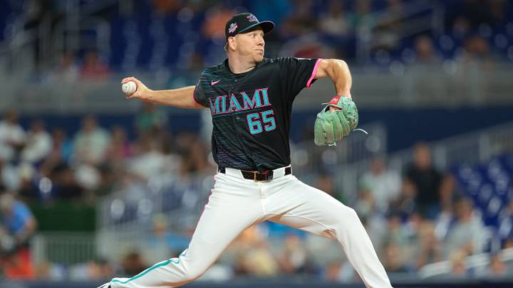 Aug 21, 2026; Miami, Florida, USA; Miami Marlins starting pitcher Ryan Gusto (65) delivers a pitch against the Washington Nationals during the first inning at loanDepot Park. Mandatory Credit: Sam Navarro-Imagn Images Aug 21, 2026; Miami, Florida, USA; Miami Marlins starting pitcher Ryan Gusto (65) delivers a pitch against the Washington Nationals during the first inning at loanDepot Park. Mandatory Credit: Sam Navarro-Imagn Images