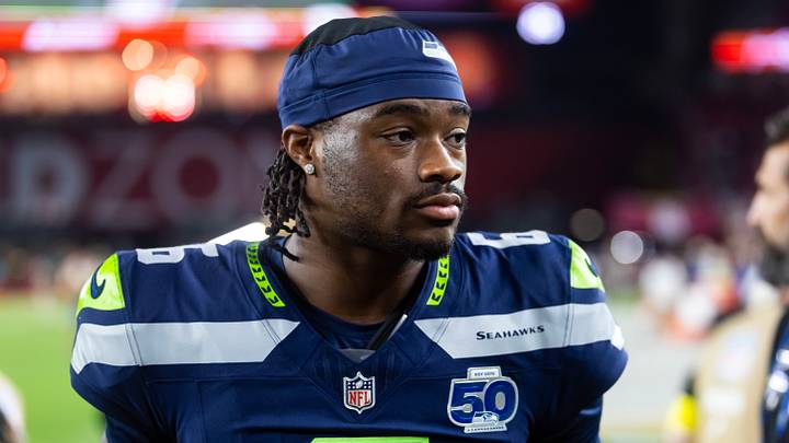 Seattle Seahawks quarterback Jalen Milroe (6) looks on