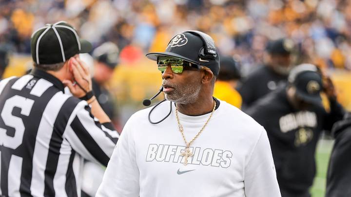 Nov 8, 2025; Morgantown, West Virginia, USA; Colorado Buffaloes head coach Deion Sanders walks along the sidelines late in the fourth quarter against the West Virginia Mountaineers at Milan Puskar Stadium. Mandatory Credit: Ben Queen-Imagn Images Nov 8, 2025; Morgantown, West Virginia, USA; Colorado Buffaloes head coach Deion Sanders walks along the sidelines late in the fourth quarter against the West Virginia Mountaineers at Milan Puskar Stadium. Mandatory Credit: Ben Queen-Imagn Images