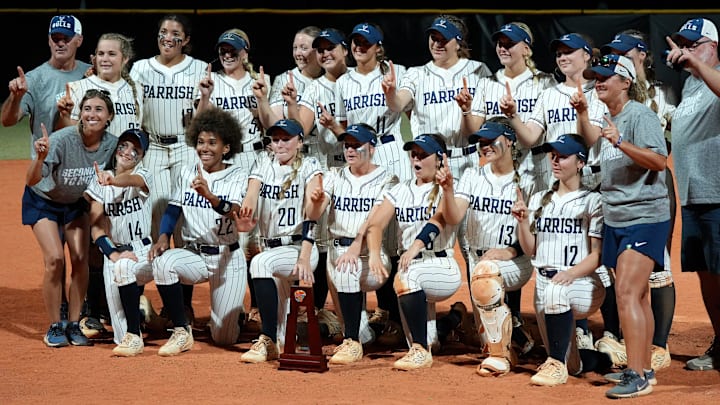 Parrish Community High School winning the Class 6A-12 district softball championship, 2-1 in the bottom of the 7th inning over Lakewood Ranch, Thursday night May 1, 2025. Parrish Community High School winning the Class 6A-12 district softball championship, 2-1 in the bottom of the 7th inning over Lakewood Ranch, Thursday night May 1, 2025.