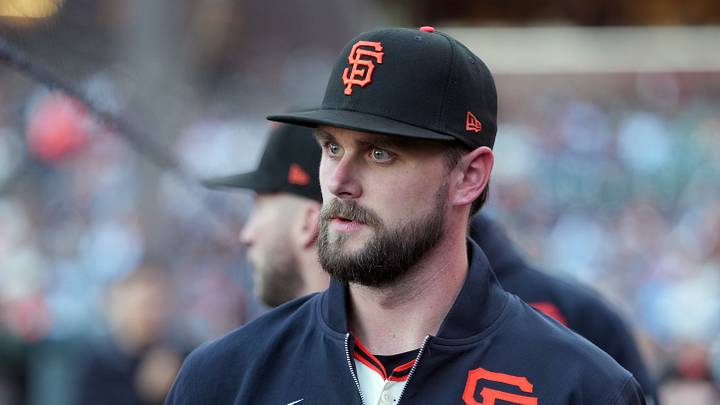 San Francisco, California, USA; San Francisco Giants pitcher JT Brubaker (34) before the game against the Milwaukee Brewers at Oracle Park. Mandatory Credit: Darren Yamashita-Imagn Images