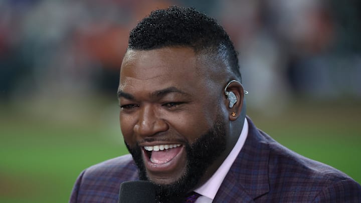 David Ortiz appears on the Fox pregame show before Game 2 of the ALCS between the Texas Rangers and the Houston Astros at Minute Maid Park in October of 2023. 