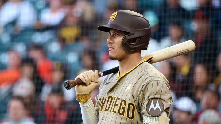 Sep 13, 2026; San Francisco, California, USA; San Diego Padres infielder Manny Machado (13) looks on in the on-deck circle against the San Francisco Giants during the seventh inning at Oracle Park. Mandatory Credit: Robert Edwards-Imagn Images Sep 13, 2026; San Francisco, California, USA; San Diego Padres infielder Manny Machado (13) looks on in the on-deck circle against the San Francisco Giants during the seventh inning at Oracle Park. Mandatory Credit: Robert Edwards-Imagn Images