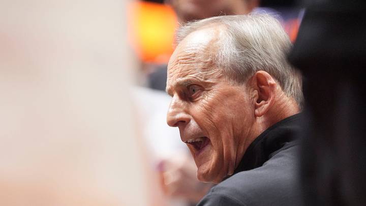 Tennessee basketball coach Rick Barnes talks to his team during a timeout in a college basketball exhibition game against Xavier on Oct. 15, 2026, in Knoxville, Tennessee. Tennessee basketball coach Rick Barnes talks to his team during a timeout in a college basketball exhibition game against Xavier on Oct. 15, 2026, in Knoxville, Tennessee.