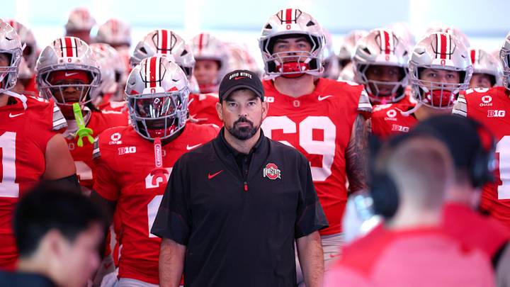 Oct 10, 2026; Columbus, Ohio, USA; Ohio State Buckeyes head coach Ryan Day takes the team out of the tunnel before the game against the Maryland Terrapins at Ohio Stadium. Mandatory Credit: Joseph Maiorana-Imagn Images Oct 10, 2026; Columbus, Ohio, USA; Ohio State Buckeyes head coach Ryan Day takes the team out of the tunnel before the game against the Maryland Terrapins at Ohio Stadium. Mandatory Credit: Joseph Maiorana-Imagn Images