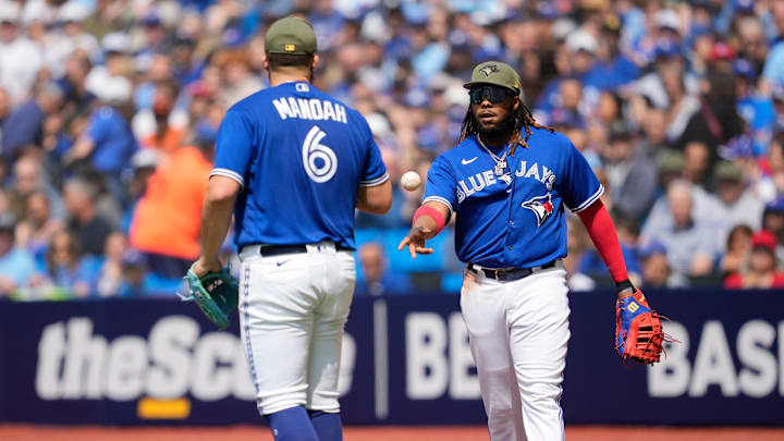 Alek Manoah and Vladimir Guerrero Jr. in a home game vs. Baltimore Orioles Alek Manoah and Vladimir Guerrero Jr. in a home game vs. Baltimore Orioles