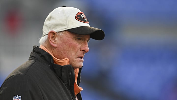 Browns owner Jimmy Haslam walks on the field before a game against the Ravens.