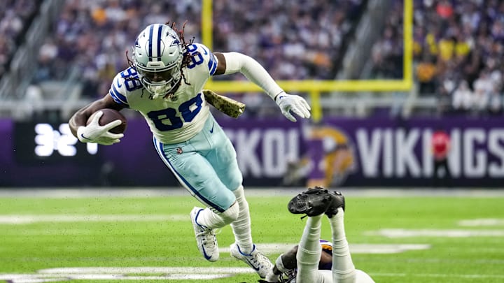 Nov 20, 2022; Minneapolis, Minnesota, USA; Dallas Cowboys wide receiver CeeDee Lamb (88) carries the