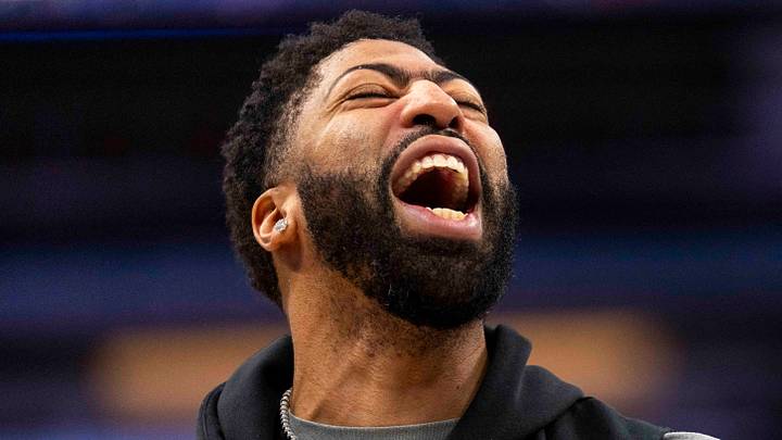 Jan 6, 2026; Sacramento, California, USA; Dallas Mavericks forward Anthony Davis (3) yells during warmups before the start of the game against the Sacramento Kings at the Golden 1 Center. Mandatory Credit: Cary Edmondson-Imagn Images