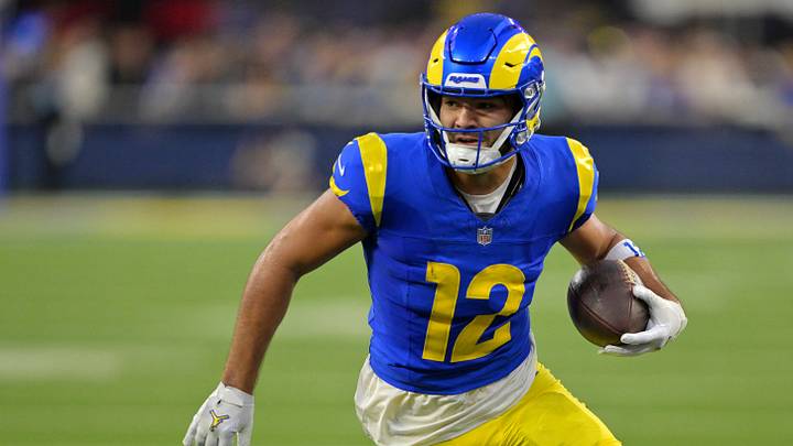 Oct 12, 2026; Inglewood, California, USA; Los Angeles Rams wide receiver Puka Nacua (12) runs after making a catch during the second quarter against the Buffalo Bills at SoFi Stadium. Mandatory Credit: Jayne Kamin-Oncea-Imagn Images Oct 12, 2026; Inglewood, California, USA; Los Angeles Rams wide receiver Puka Nacua (12) runs after making a catch during the second quarter against the Buffalo Bills at SoFi Stadium. Mandatory Credit: Jayne Kamin-Oncea-Imagn Images