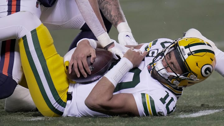 Packers quarterback Jordan Love is questionable for Saturday’s game vs. the Ravens as he remains in concussion protocol.