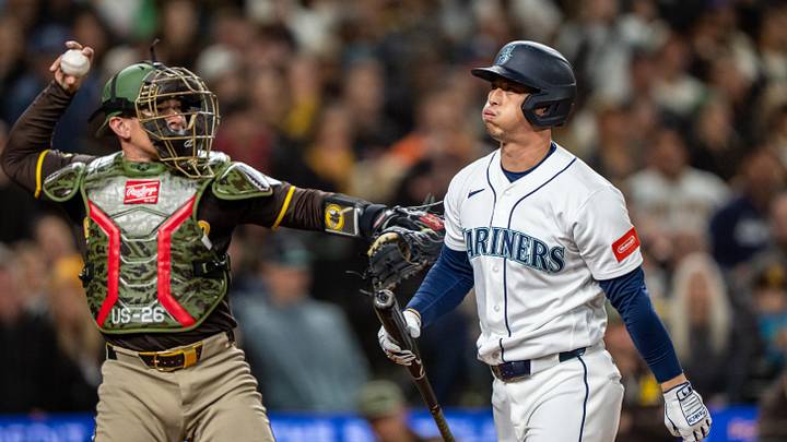 May 15, 2026; Seattle, Washington, USA; Seattle Mariners designated hitter Rob Refsnyder (30) reacts after striking out during the ninth inning against the San Diego Padres at T-Mobile Park. Mandatory Credit: Stephen Brashear-Imagn Images May 15, 2026; Seattle, Washington, USA; Seattle Mariners designated hitter Rob Refsnyder (30) reacts after striking out during the ninth inning against the San Diego Padres at T-Mobile Park. Mandatory Credit: Stephen Brashear-Imagn Images