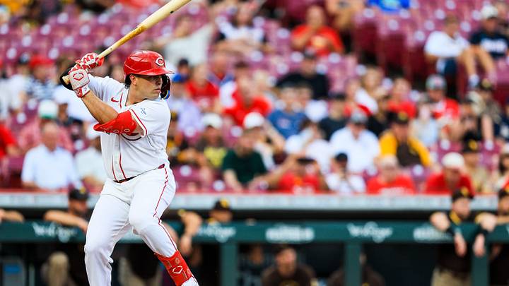 Sep 1, 2026; Cincinnati, Ohio, USA; Cincinnati Reds first baseman Sal Stewart (27) at bat in the first inning against the San Diego Padres at Great American Ball Park. Mandatory Credit: Katie Stratman-Imagn Images Sep 1, 2026; Cincinnati, Ohio, USA; Cincinnati Reds first baseman Sal Stewart (27) at bat in the first inning against the San Diego Padres at Great American Ball Park. Mandatory Credit: Katie Stratman-Imagn Images