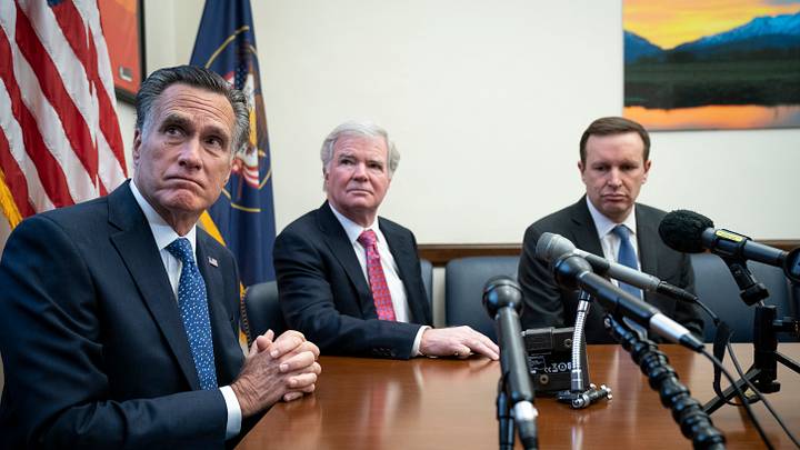 Senators Chris Murphy And Mitt Romney Speak To The Media On Student Athlete Compensation