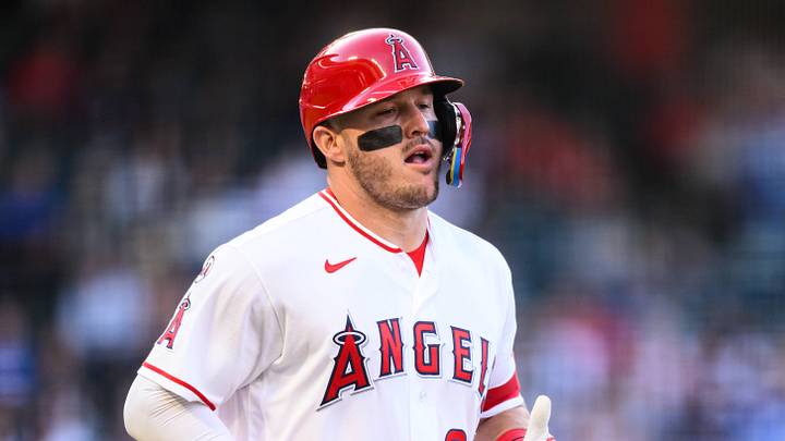 May 15, 2026; Anaheim, California, USA; Los Angeles Angels center fielder Mike Trout (27) runs during the first inning against the Los Angeles Dodgers at Angel Stadium. Mandatory Credit: William Liang-Imagn Images May 15, 2026; Anaheim, California, USA; Los Angeles Angels center fielder Mike Trout (27) runs during the first inning against the Los Angeles Dodgers at Angel Stadium. Mandatory Credit: William Liang-Imagn Images