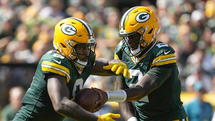 Josh Jacobs (left) has taken a liking to the play of Malik Willis (right).