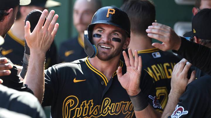 Jun 13, 2026; Pittsburgh, Pennsylvania, USA; Pittsburgh Pirates first baseman Spencer Horwitz (2) high-fives in the dugout after scoring a run against the Miami Marlins during the third inning at PNC Park. Mandatory Credit: Charles LeClaire-Imagn Images Jun 13, 2026; Pittsburgh, Pennsylvania, USA; Pittsburgh Pirates first baseman Spencer Horwitz (2) high-fives in the dugout after scoring a run against the Miami Marlins during the third inning at PNC Park. Mandatory Credit: Charles LeClaire-Imagn Images