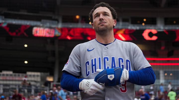 Sep 18, 2026; Cincinnati, Ohio, USA;  Chicago Cubs third baseman Alex Bregman (3) waits on deck to bat before the game against the Cincinnati Reds at Great American Ball Park. Mandatory Credit: Aaron Doster-Imagn Images