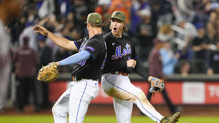 May 21, 2023; New York City, New York, USA; New York Mets first baseman Pete Alonso (20) and third