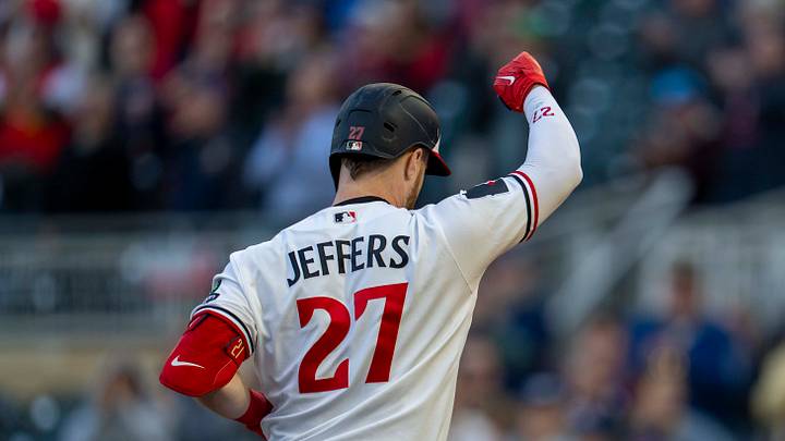 May 12, 2026; Minneapolis, Minnesota, USA; Minnesota Twins catcher Ryan Jeffers (27) celebrates hitting a two run home run against the Miami Marlins in the fifth inning at Target Field. Mandatory Credit: Jesse Johnson-Imagn Images May 12, 2026; Minneapolis, Minnesota, USA; Minnesota Twins catcher Ryan Jeffers (27) celebrates hitting a two run home run against the Miami Marlins in the fifth inning at Target Field. Mandatory Credit: Jesse Johnson-Imagn Images