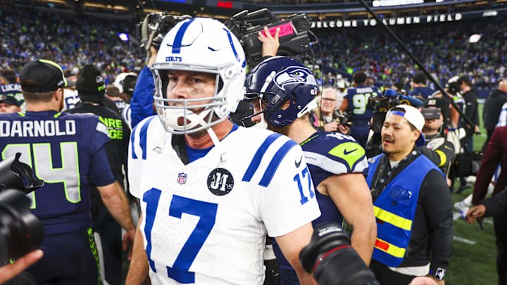 Philip Rivers walks to the locker room following a defeat against the Seattle Seahawks at Lumen Field. Philip Rivers walks to the locker room following a defeat against the Seattle Seahawks at Lumen Field.
