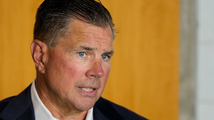 Cincinnati Bengals defensive coordinator Al Golden speaks during the annual Cincinnati Bengals media day event at Paycor Stadium in downtown Cincinnati on Monday, July 21, 2025.
