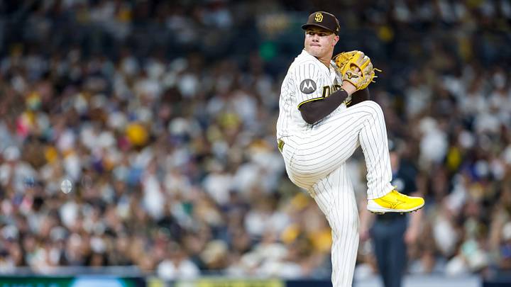 Sep 26, 2026; San Diego, California, USA; San Diego Padres relief pitcher Adrian Morejon (50) throws a pitch during the eighth inning against the Arizona Diamondbacks at Petco Park. Mandatory Credit: David Frerker-Imagn Images Sep 26, 2026; San Diego, California, USA; San Diego Padres relief pitcher Adrian Morejon (50) throws a pitch during the eighth inning against the Arizona Diamondbacks at Petco Park. Mandatory Credit: David Frerker-Imagn Images