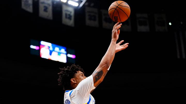 Oct 26, 2026; Denver, Colorado, USA; Golden State Warriors forward Yaxel Lendeborg (1) shoots the ball in the second quarter against the Denver Nuggets at Ball Arena. Oct 26, 2026; Denver, Colorado, USA; Golden State Warriors forward Yaxel Lendeborg (1) shoots the ball in the second quarter against the Denver Nuggets at Ball Arena.